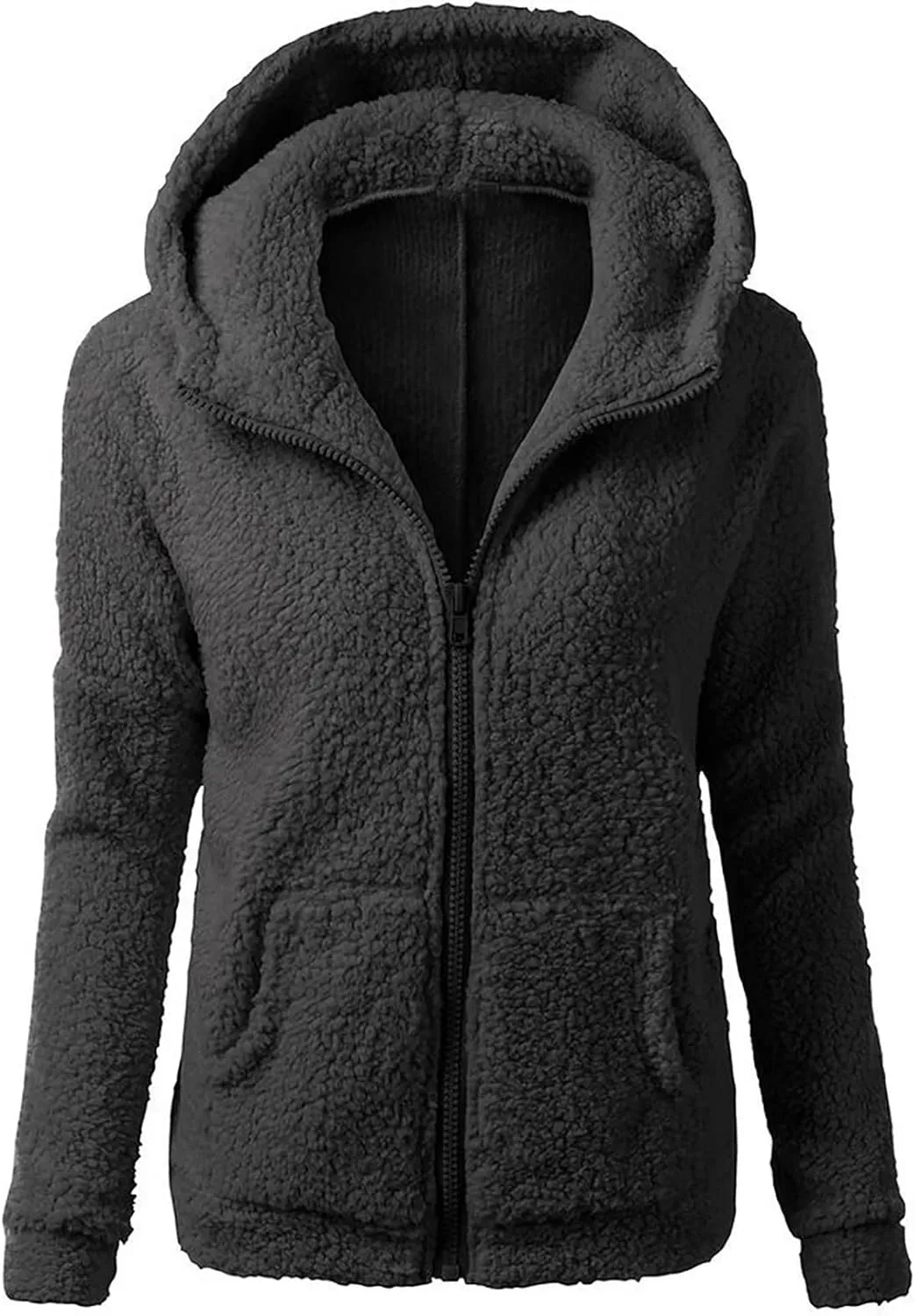 Sherpa Jacket for Women Zip Up Hoodies Fleece Sweater Fall Winter Long Sleeve Pockets Coat Outwear Oversized Jackets