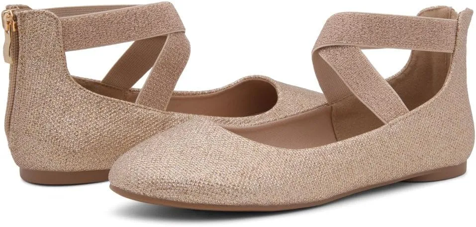 Shoe Land Women's Flats  Dressy & Casual Almond Toe Flat Shoes with Elastic Ankle Strap, Comfortable Slip-On Ballet Flats for Work, Office & Special Occasions