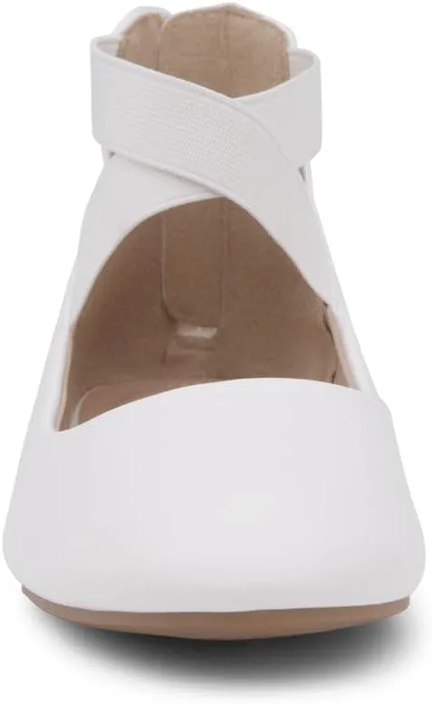 Shoe Land Women's Flats  Dressy & Casual Almond Toe Flat Shoes with Elastic Ankle Strap, Comfortable Slip-On Ballet Flats for Work, Office & Special Occasions