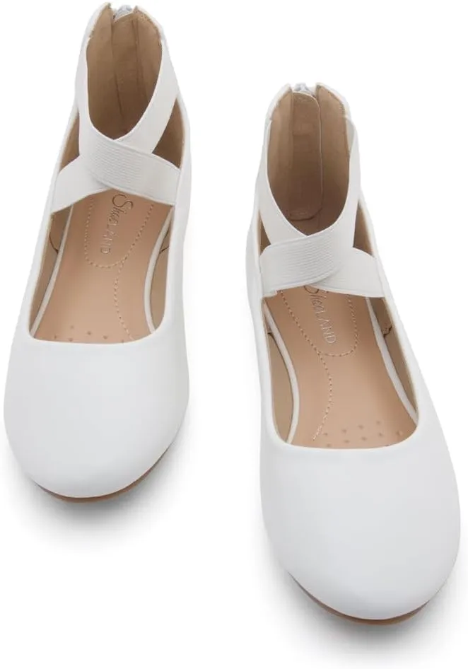 Shoe Land Women's Flats  Dressy & Casual Almond Toe Flat Shoes with Elastic Ankle Strap, Comfortable Slip-On Ballet Flats for Work, Office & Special Occasions
