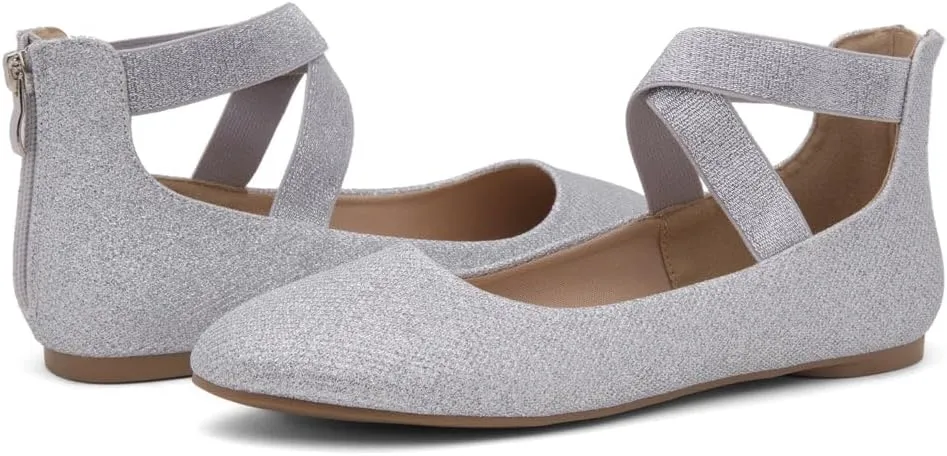 Shoe Land Women's Flats  Dressy & Casual Almond Toe Flat Shoes with Elastic Ankle Strap, Comfortable Slip-On Ballet Flats for Work, Office & Special Occasions