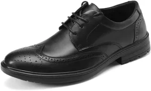 Shoes Dress Oxford for Men Lace Up Round Toe Vegan Leather Wingtip Derby Shoes Non Slip Anti-Slip Slip Resistant Low Top Block Heel Wedding