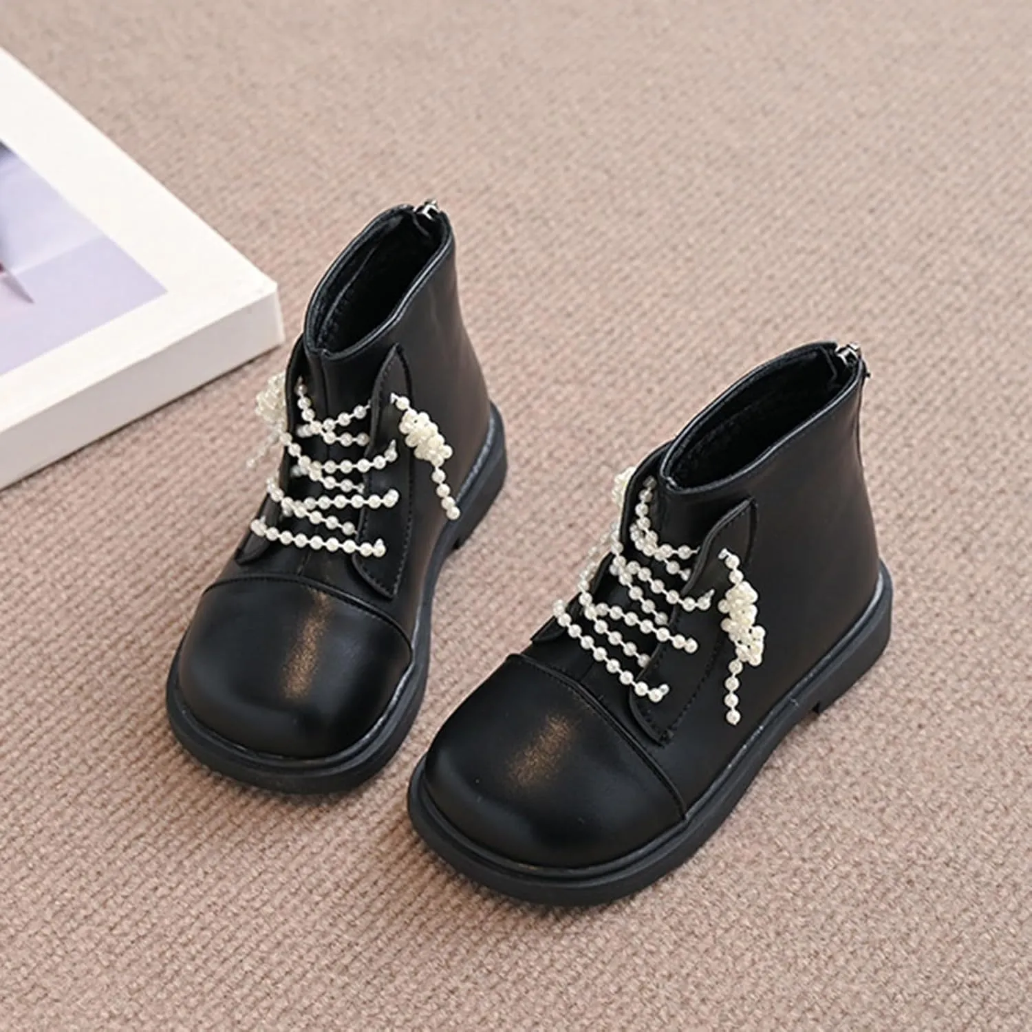 Short Ankle Boots for Toddler Girls Fashion Dress Booties Water-Proof Shoes with Zipper Outdoor Girls Boot Tennis Shoe