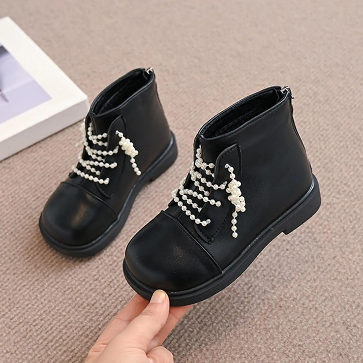 Short Ankle Boots for Toddler Girls Fashion Dress Booties Water-Proof Shoes with Zipper Outdoor Girls Boot Tennis Shoe