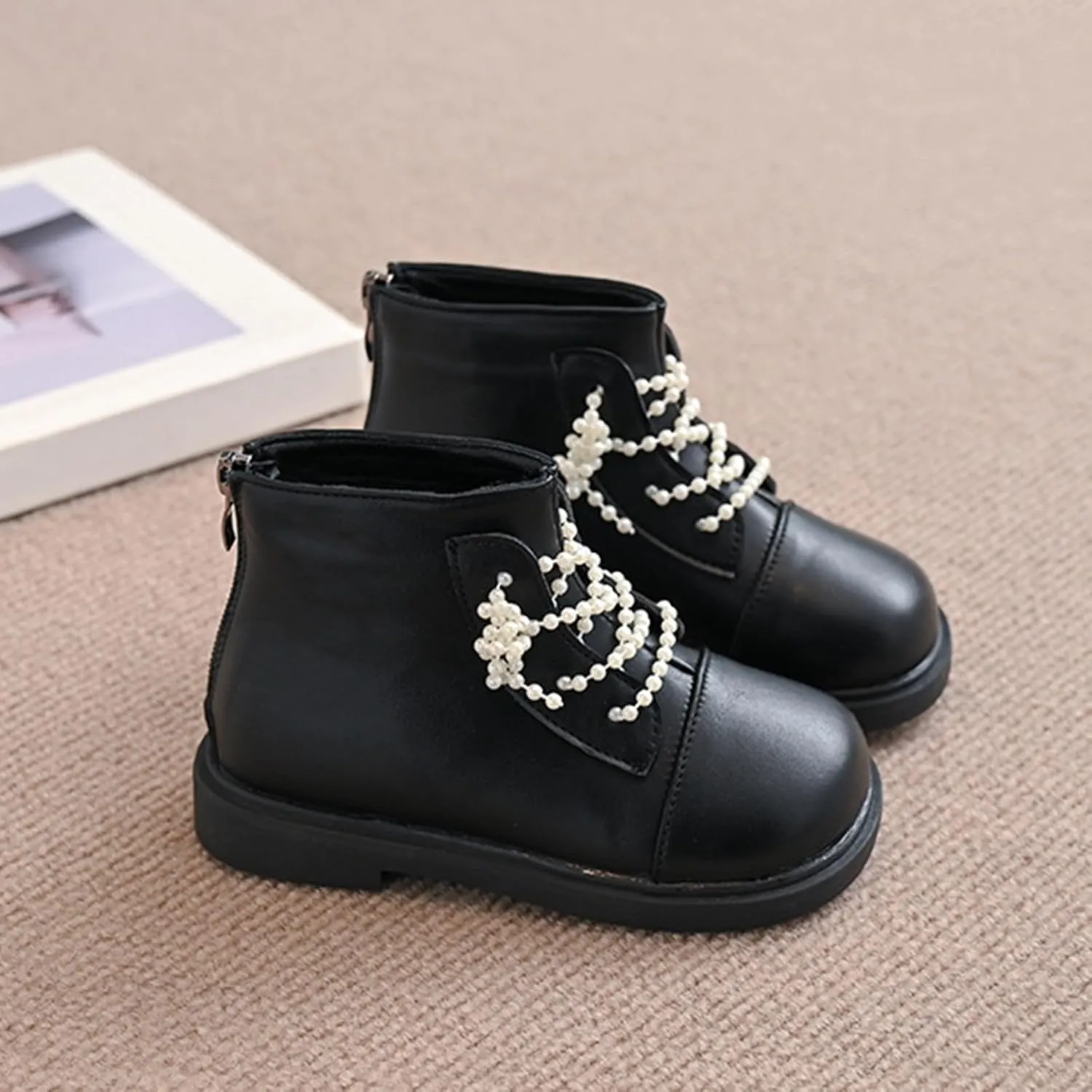 Short Ankle Boots for Toddler Girls Fashion Dress Booties Water-Proof Shoes with Zipper Outdoor Girls Boot Tennis Shoe