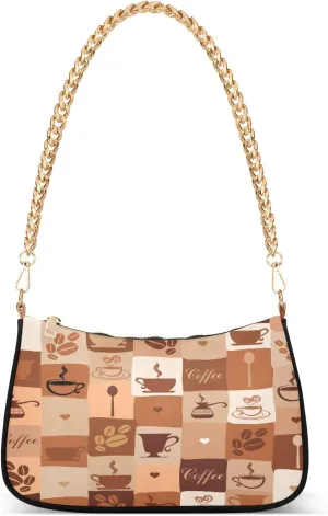 Shoulder Bags for Women Coffee Hobo Tote Handbag Small Clutch Purse with Zipper Closure