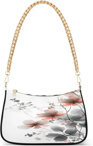 Shoulder Bags for Women Flowerss Hobo Tote Handbag Small Clutch Purse with Zipper Closure