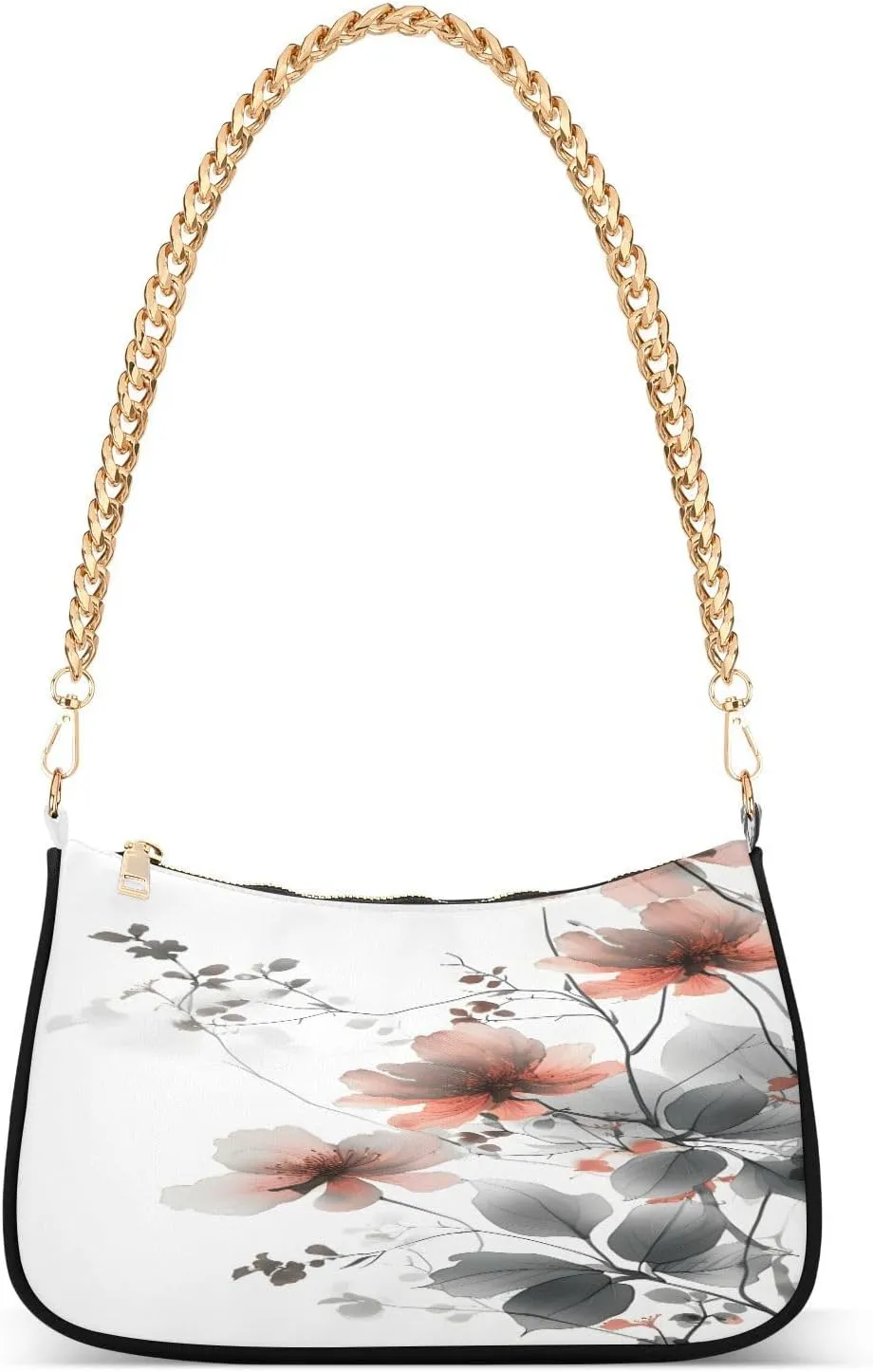 Shoulder Bags for Women Flowerss Hobo Tote Handbag Small Clutch Purse with Zipper Closure