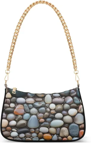 Shoulder Bags for Women Stones Hobo Tote Handbag Small Clutch Purse with Zipper Closure