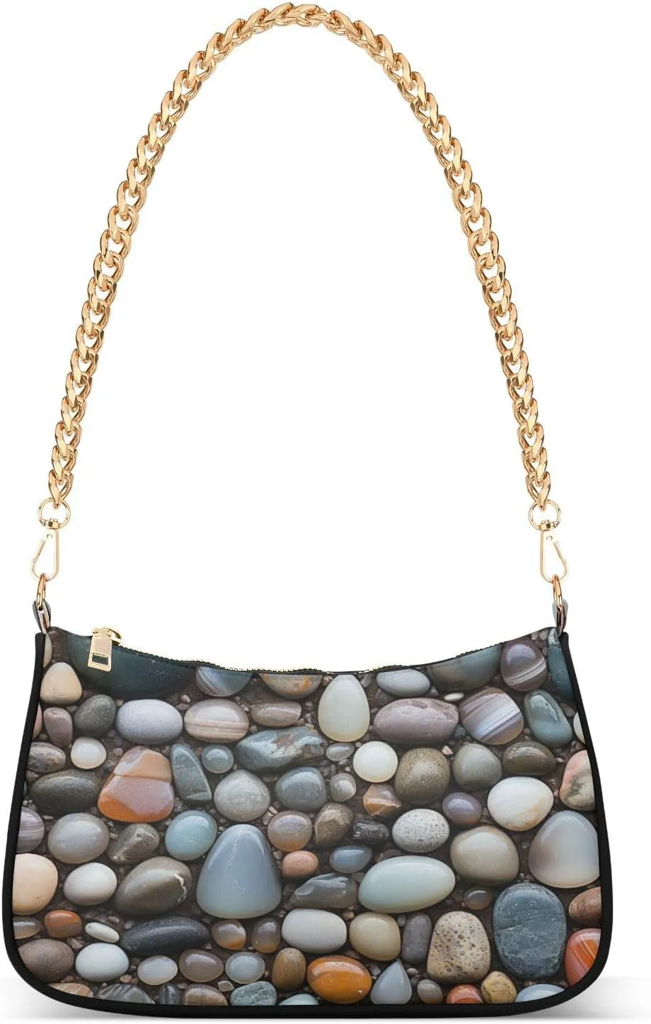 Shoulder Bags for Women Stones Hobo Tote Handbag Small Clutch Purse with Zipper Closure