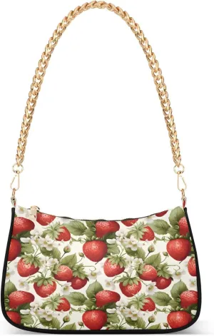 Shoulder Bags for Women Strawberry02 Hobo Tote Handbag Small Clutch Purse with Zipper Closure