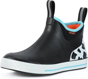 Showave Women's 6 Inch Ankle Deck Boots Waterproof Rain Footwear Rubber Mud Boots for Fishing Gardening Farming