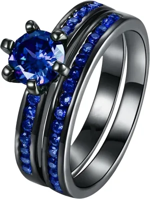 Silver Solitaire Wedding Engagement Rings Round Cubic Zirconia CZ Art Deco Ring Set for Women Stacking Rings