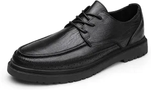Single Season Formal Shoes for Men Lace Up Apron Toe Round Toe Derby Shoes Vegan Leather Slip Resistant Rubber Sole Anti-Slip Low Top Classic Very Popular Among Young People