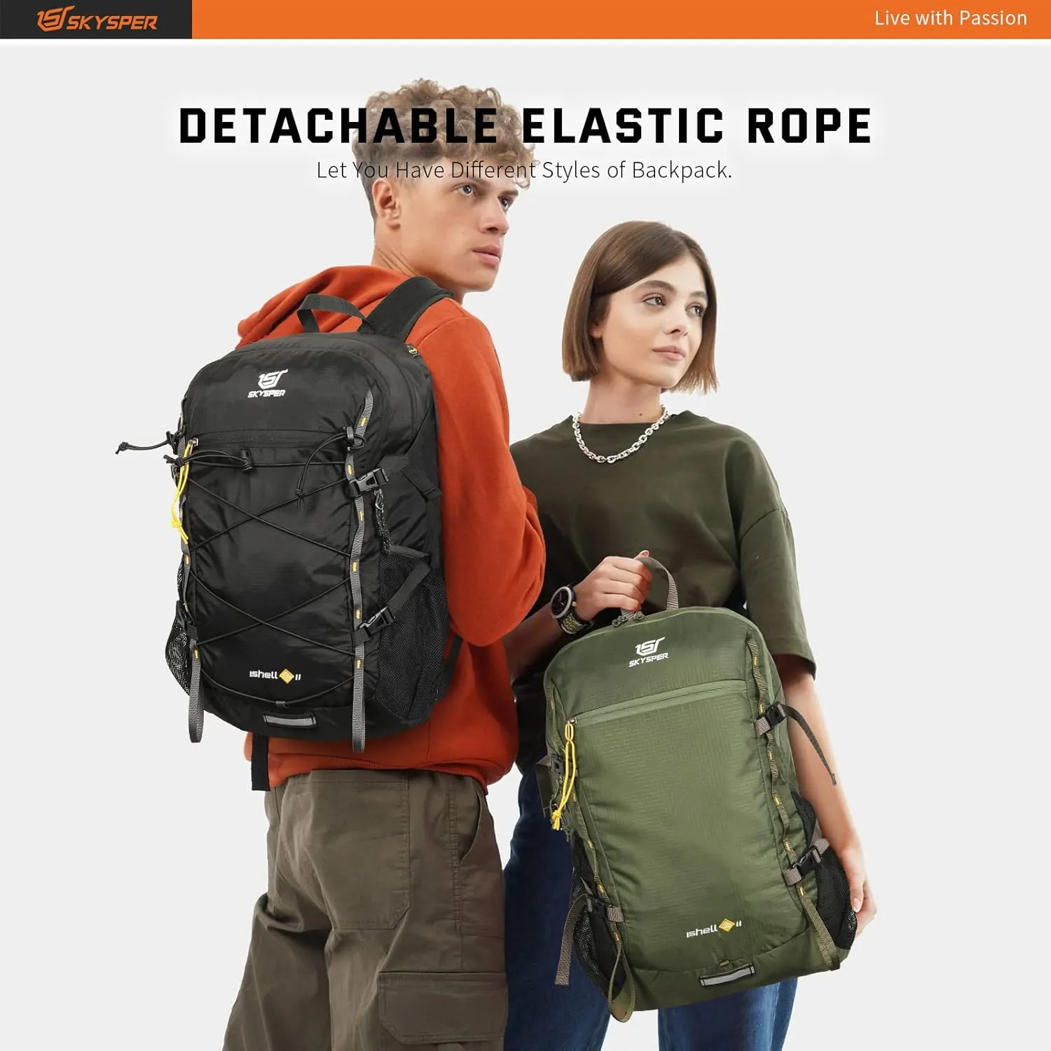 SKYSPER Packable Hiking Backpack 30L Lightweight Daypack Travel Backpacks for Women MenGreen