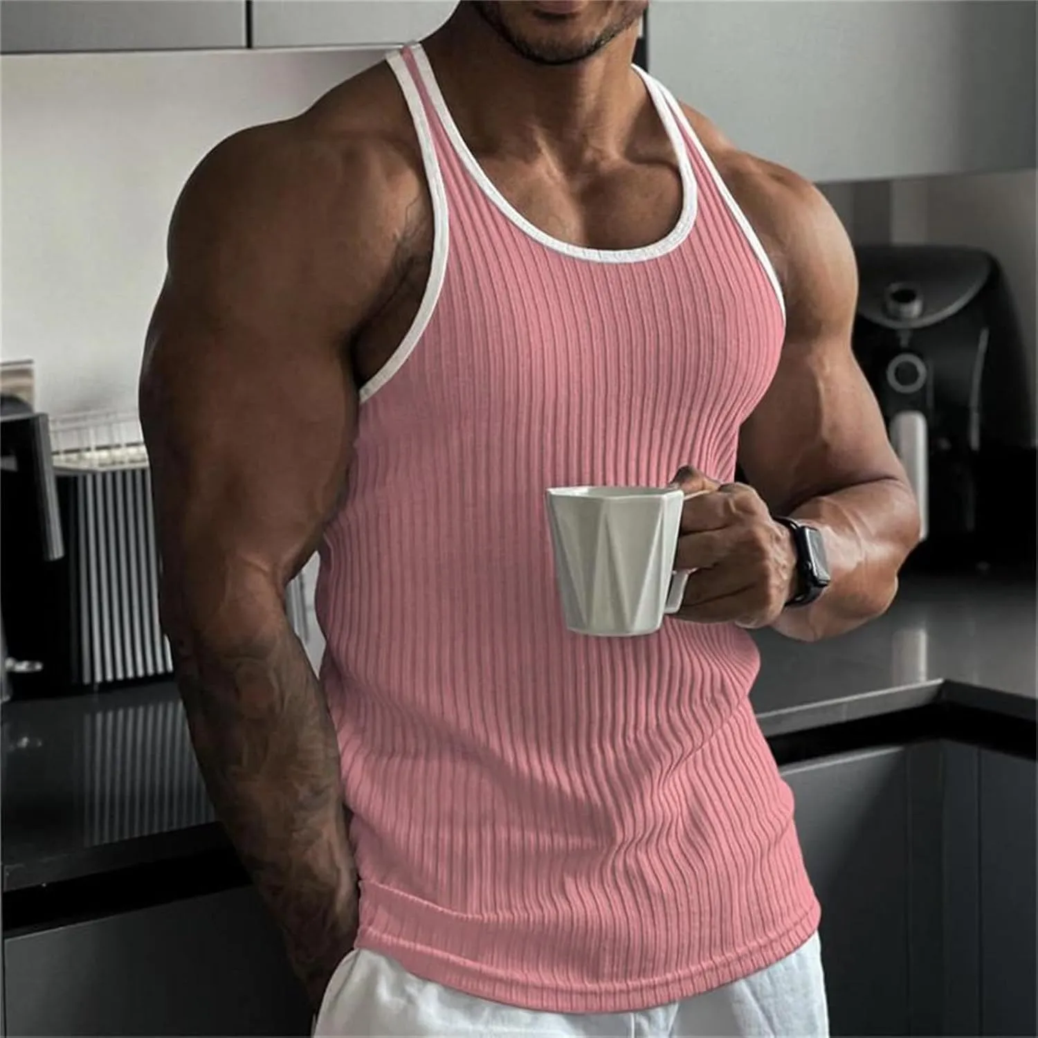 Sleeveless Shirts for Men Spring Casual O Tank Neck Flag Blouse Men Tops Men's Tank Tops Black Shirts for Men Mens