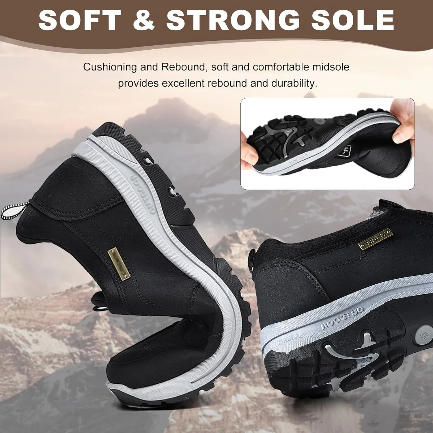 Slip On Shoes for Men Walking Hiking Outdoor,Orthopedic Sneakers Hiking Trekking Shoes,Anti-Slip Lightweight Low-top Safety Shoes with Arch Support