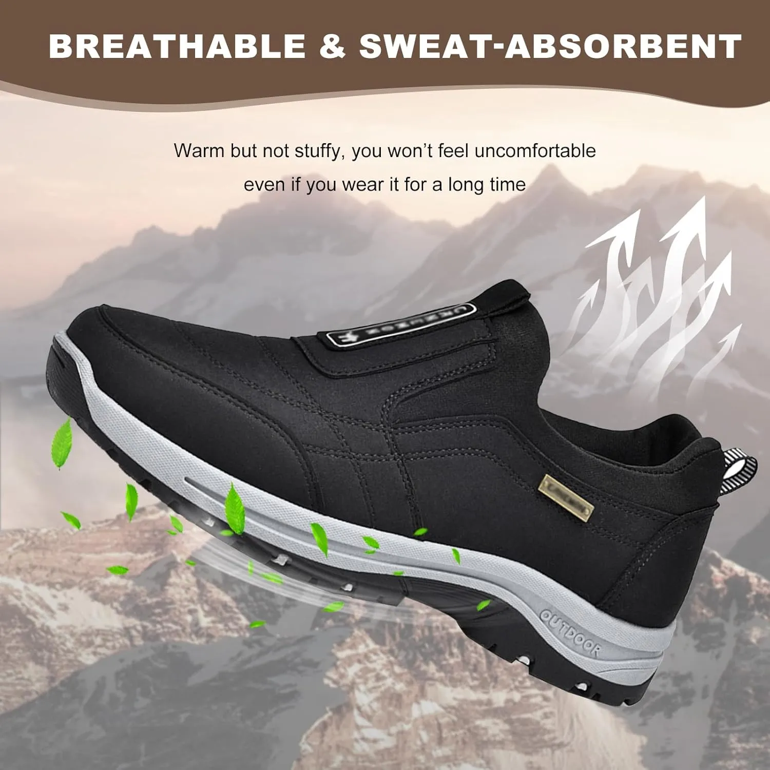 Slip On Shoes for Men Walking Hiking Outdoor,Orthopedic Sneakers Hiking Trekking Shoes,Anti-Slip Lightweight Low-top Safety Shoes with Arch Support