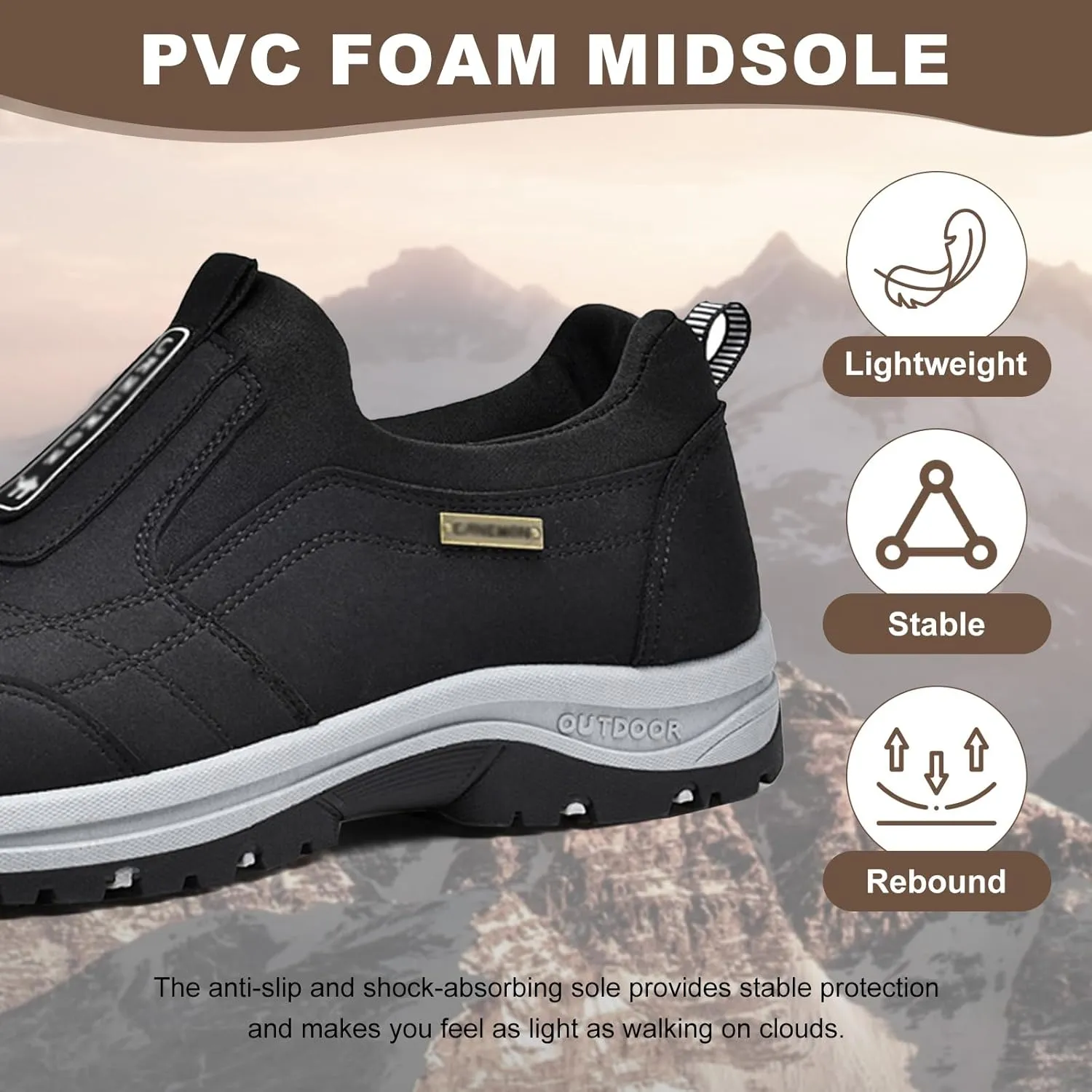Slip On Shoes for Men Walking Hiking Outdoor,Orthopedic Sneakers Hiking Trekking Shoes,Anti-Slip Lightweight Low-top Safety Shoes with Arch Support