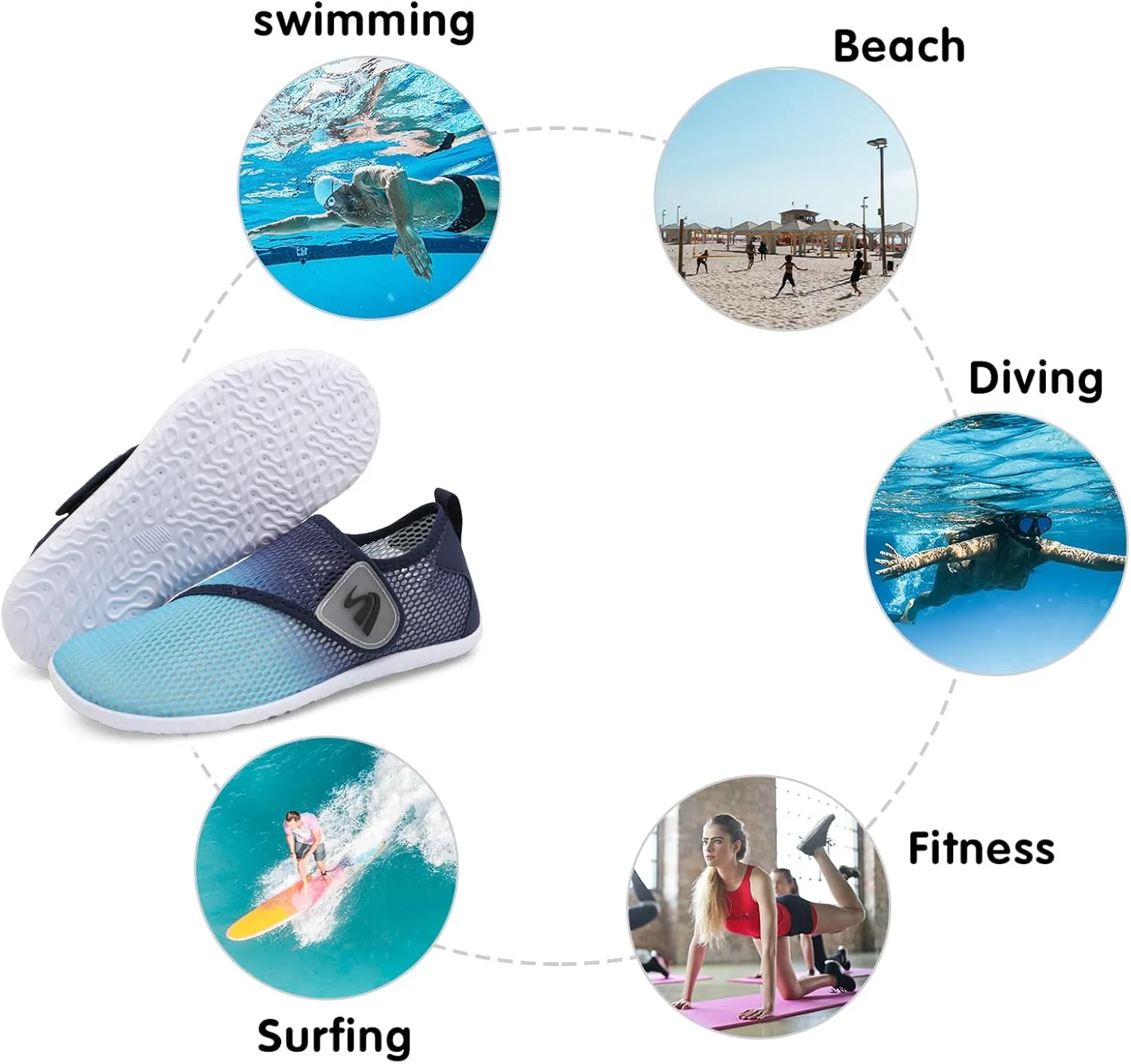 Spesoul Womens and Mens Water Shoes Breathable Quick Dry Soft Barefoot Aqua Socks for Hiking Swim Beach Surf Yoga Sport
