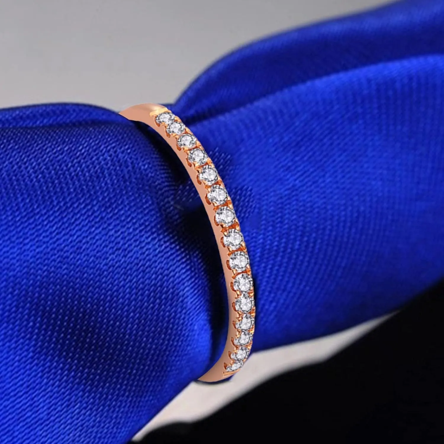Stackable Wedding Band for Women,Gold Plated Cubic Zirconia Diamond Engagement Anniversary Ring Eternity Promise Ring for Her