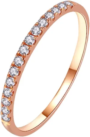 Stackable Wedding Band for Women,Gold Plated Cubic Zirconia Diamond Engagement Anniversary Ring Eternity Promise Ring for Her