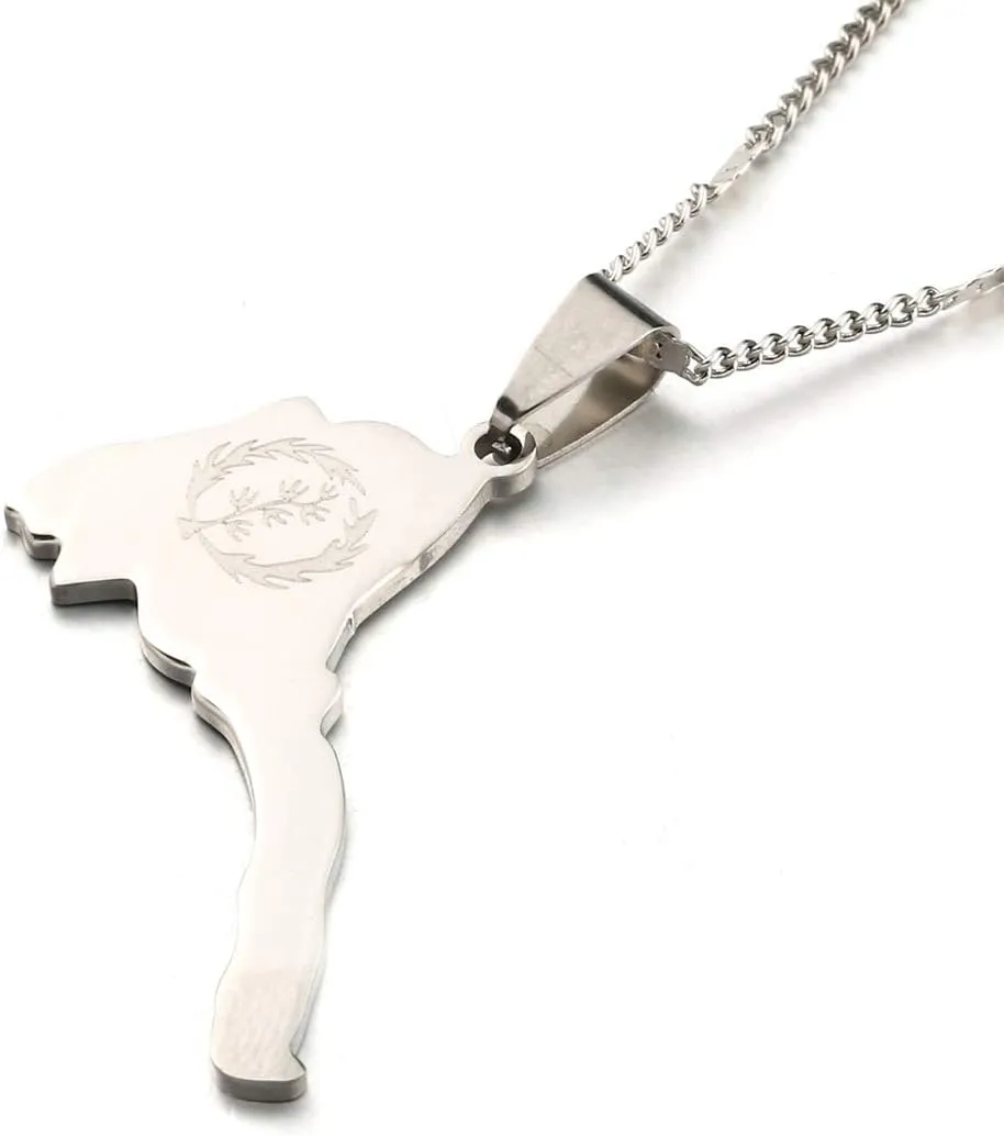 Stainless Steel Eritrea Map Pendants Necklaces in Gold and Silver Africa Jewelry