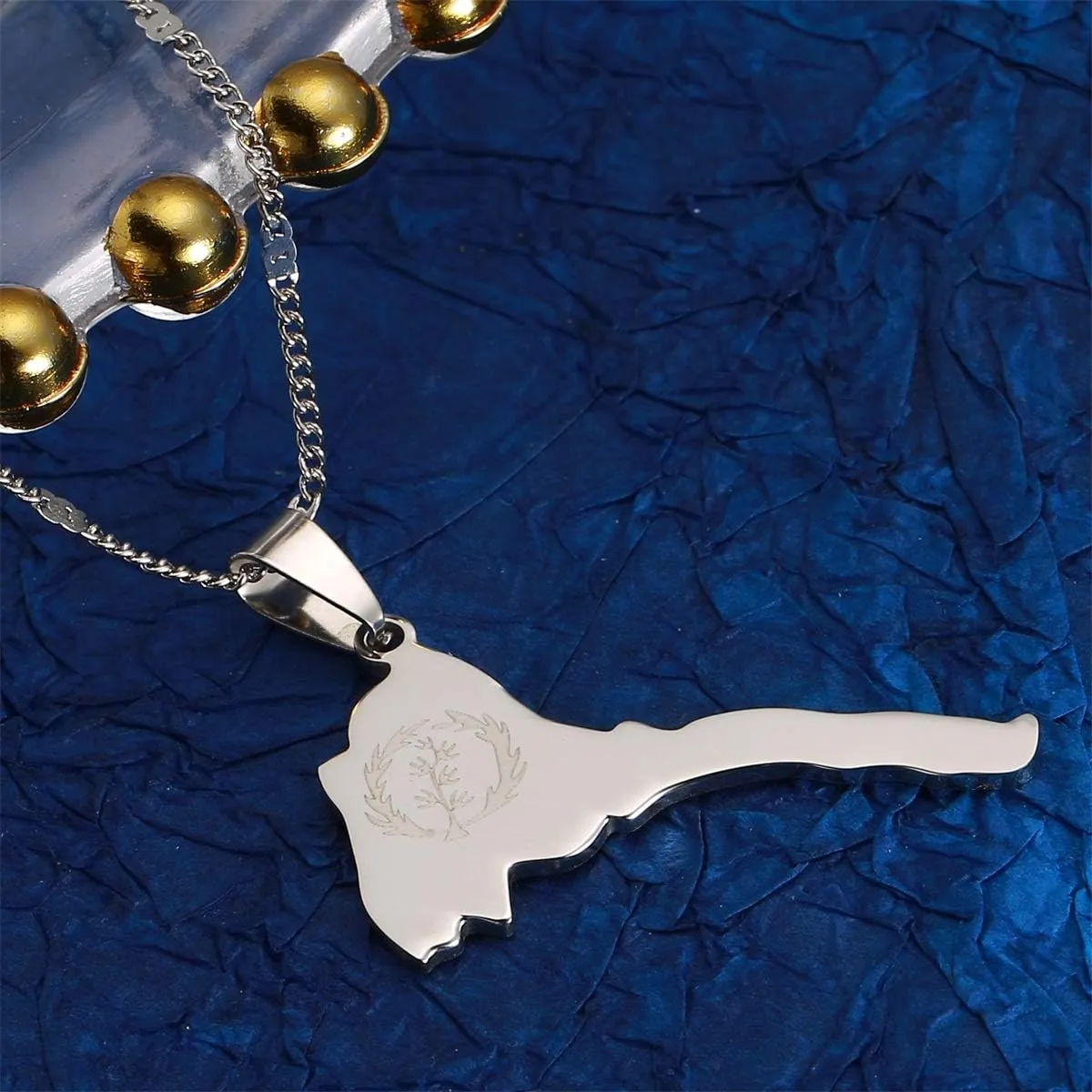 Stainless Steel Eritrea Map Pendants Necklaces in Gold and Silver Africa Jewelry