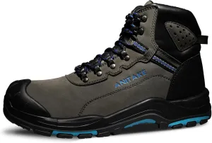 Steel Toe Boots for Men, Mens Work Boots Steel Toe 100% Nubuck Leather Construction Safety Boots