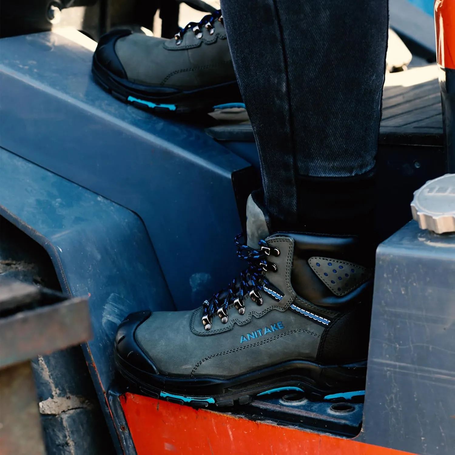 Steel Toe Boots for Men, Mens Work Boots Steel Toe 100% Nubuck Leather Construction Safety Boots