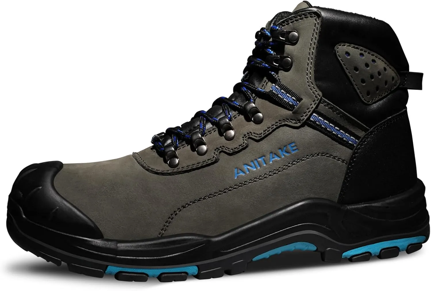 Steel Toe Boots for Men, Mens Work Boots Steel Toe 100% Nubuck Leather Construction Safety Boots