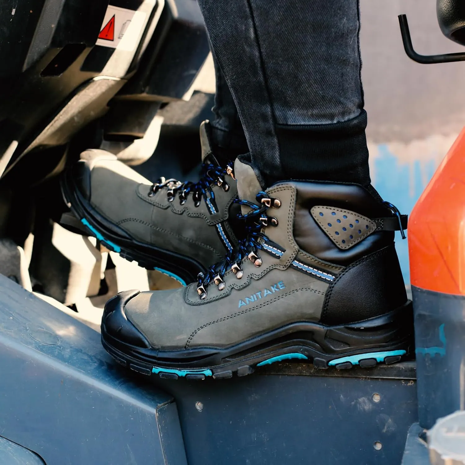 Steel Toe Boots for Men, Mens Work Boots Steel Toe 100% Nubuck Leather Construction Safety Boots