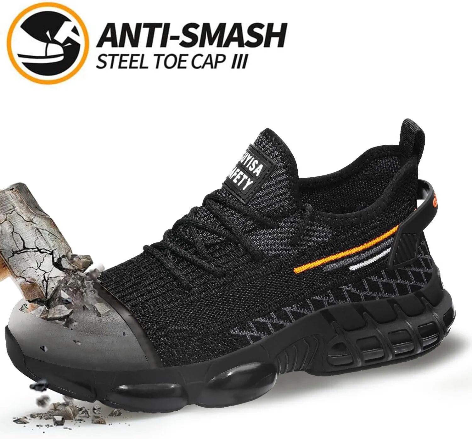 Steel Toe Shoes for Men, Lightweight Work Shoes,Construction Industrial Work Safety Boots, Comfortable Steel Toe Sneakers for Men Women