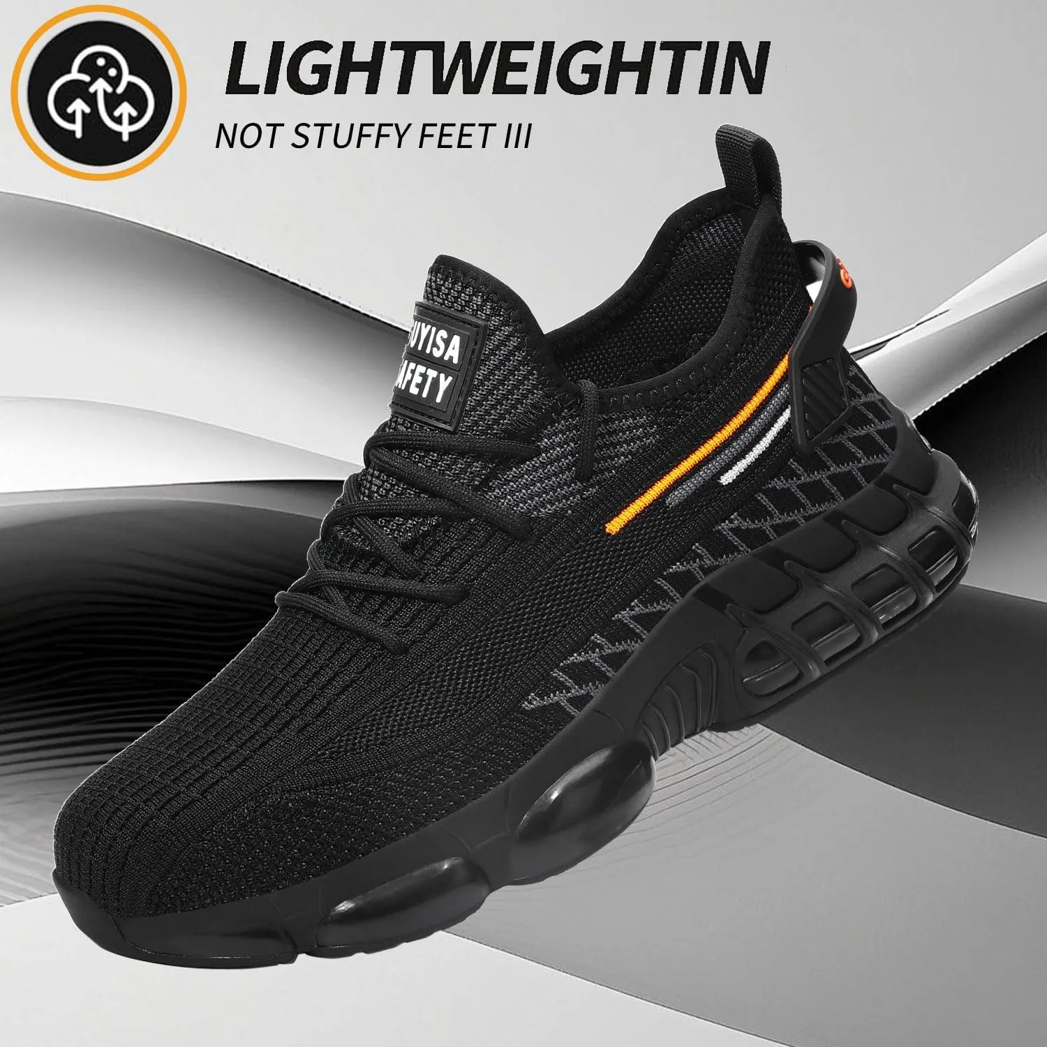 Steel Toe Shoes for Men, Lightweight Work Shoes,Construction Industrial Work Safety Boots, Comfortable Steel Toe Sneakers for Men Women