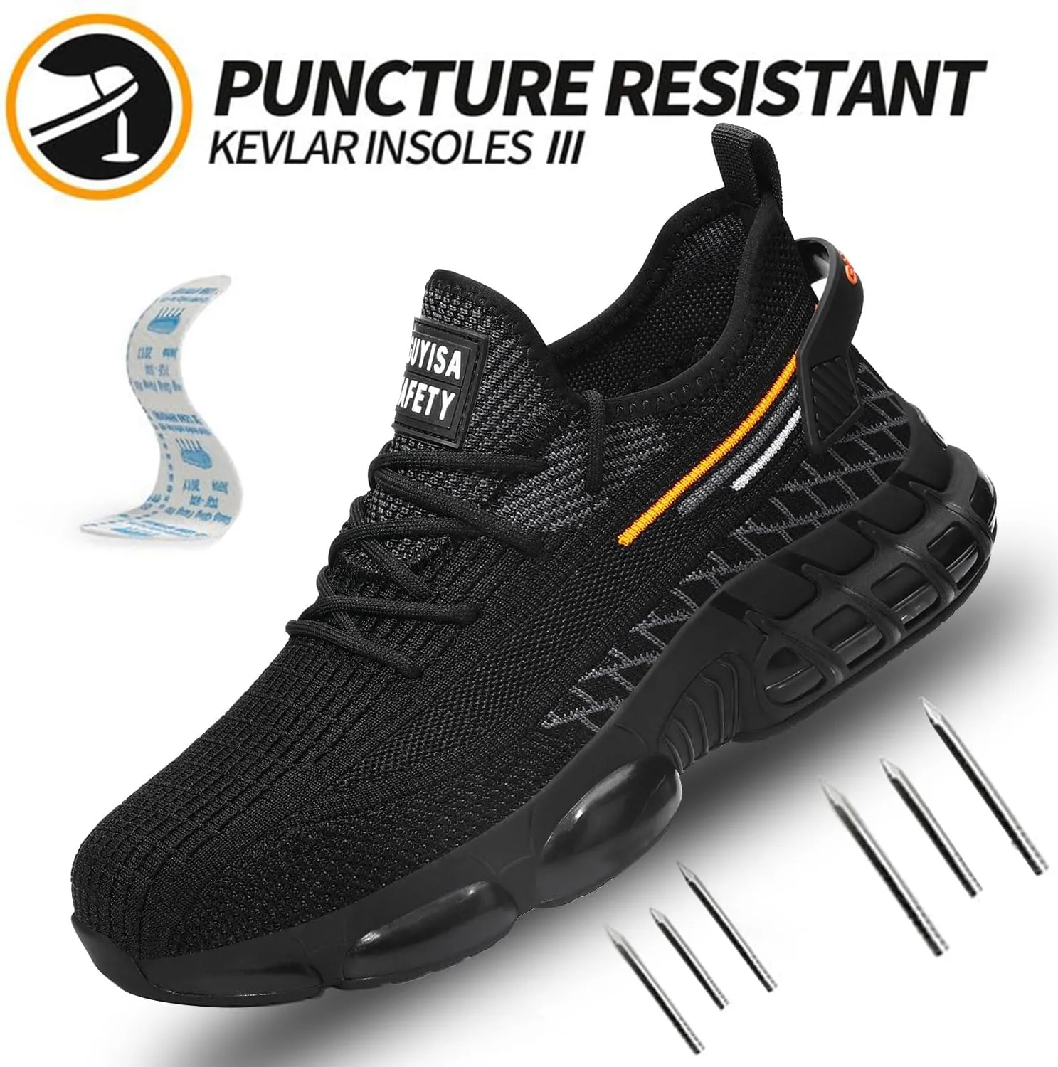 Steel Toe Shoes for Men, Lightweight Work Shoes,Construction Industrial Work Safety Boots, Comfortable Steel Toe Sneakers for Men Women