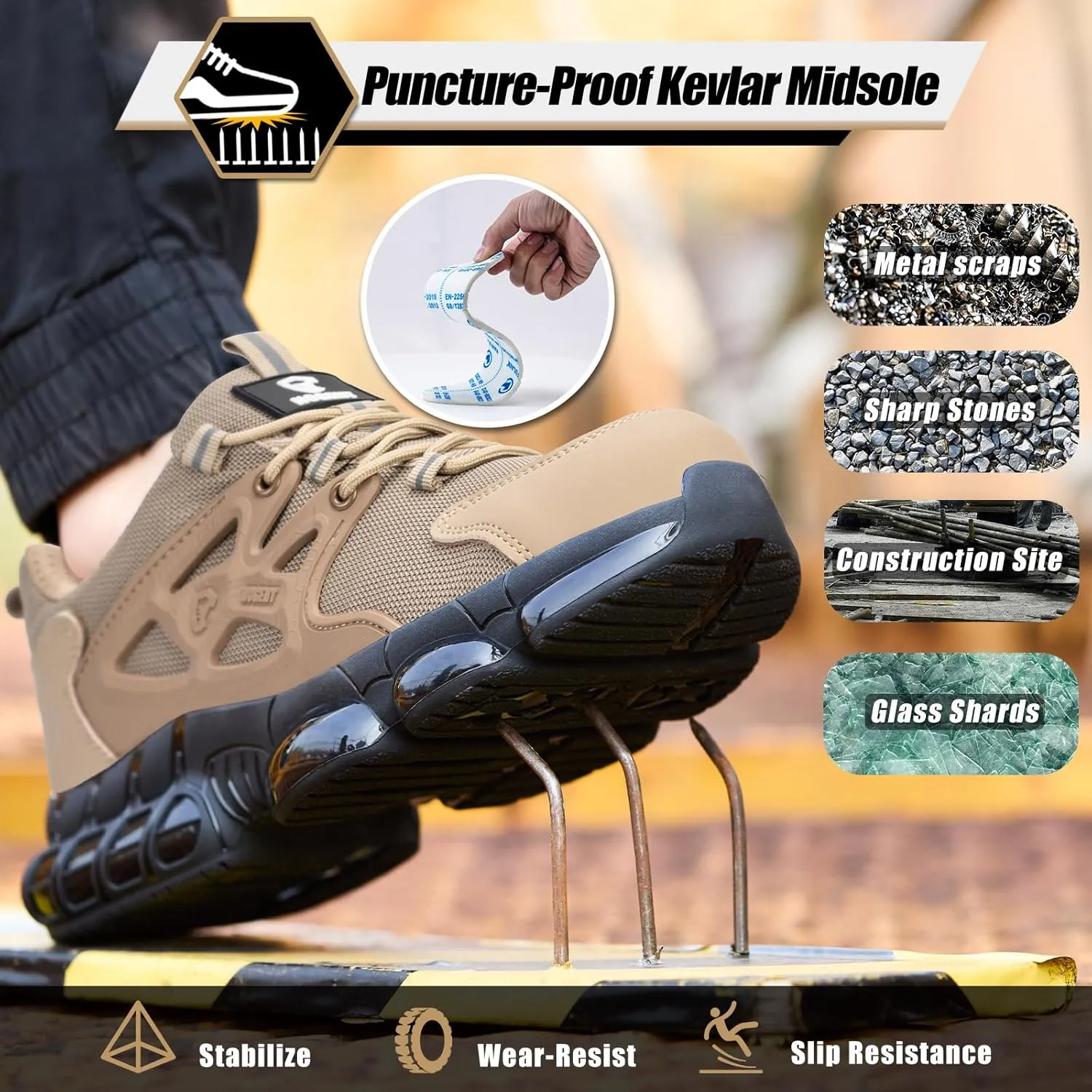Steel Toe Shoes for Men Women Composite Toe Work Sneakers Indestructible Safety Tennis Shoes Lightweight Breathable Construction Sneakers Puncture Proof Air Cushion Ergonomic Design
