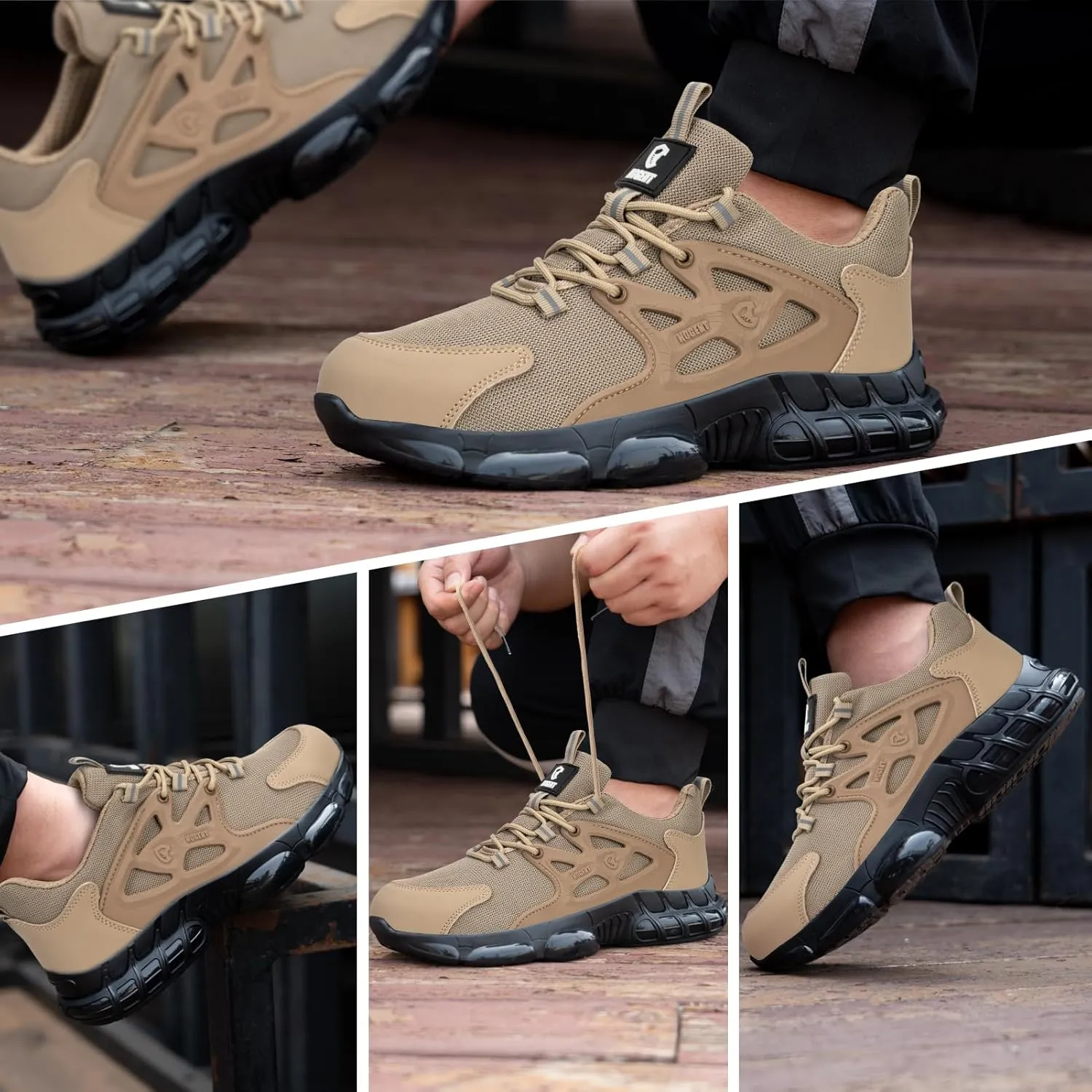 Steel Toe Shoes for Men Women Composite Toe Work Sneakers Indestructible Safety Tennis Shoes Lightweight Breathable Construction Sneakers Puncture Proof Air Cushion Ergonomic Design