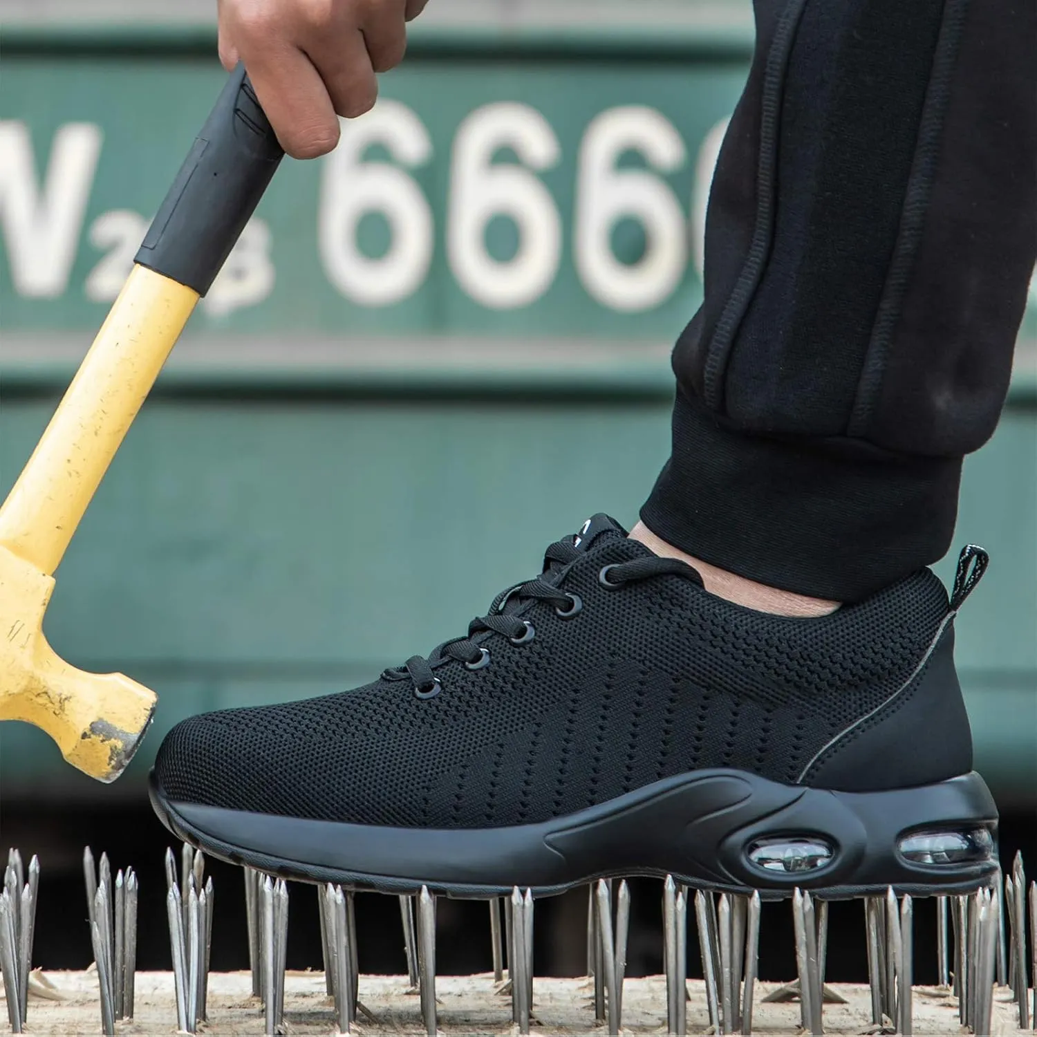 Steel Toe Shoes Women Men Lightweight Air Cushion Safety Work Shoes for Women Slip Resistant Indestructible Sneakers