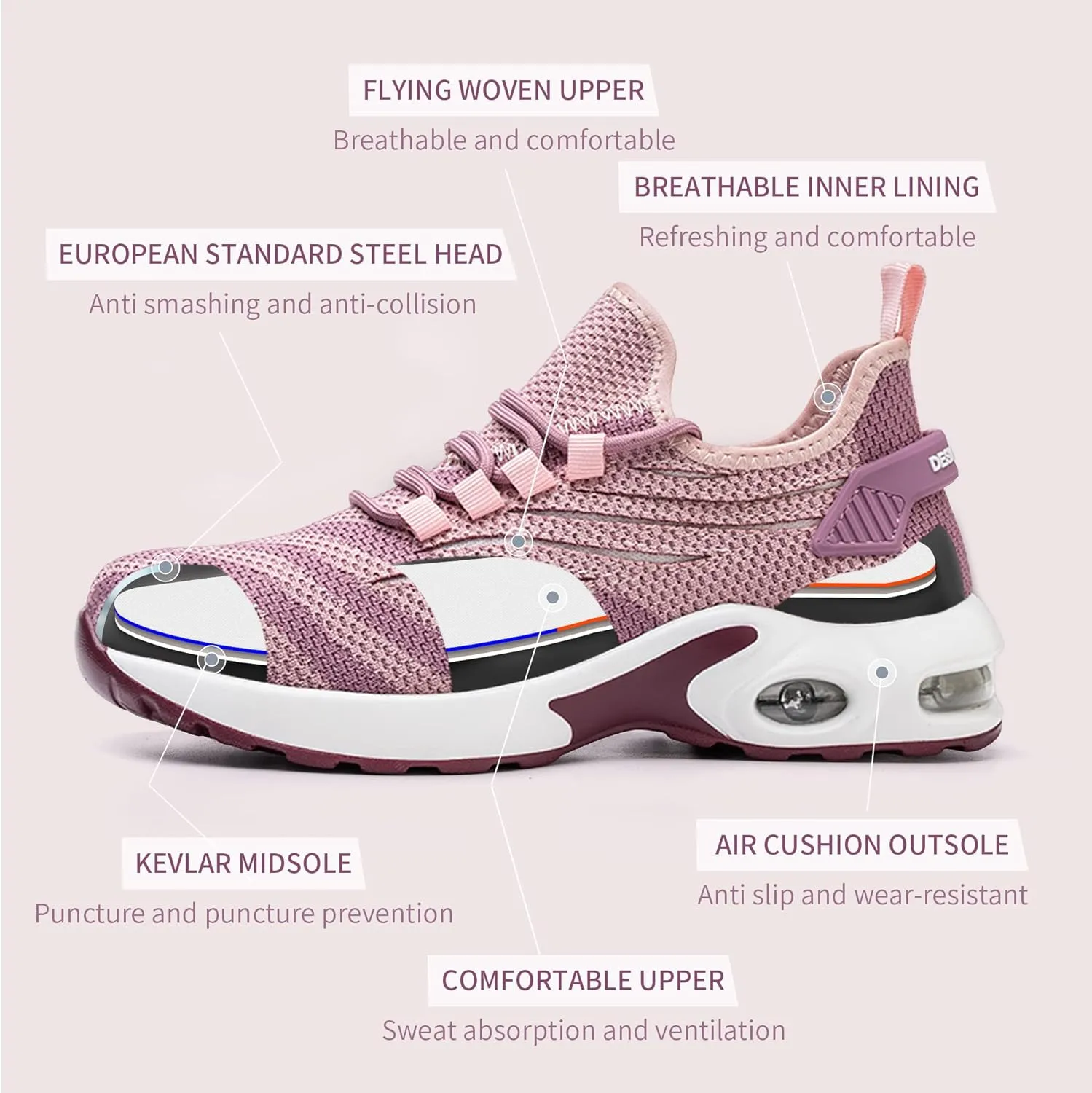 Steel Toe Work Boots for Women Waterproof Lightweight Slip-on Safety Shoes Industrial Construction Outdoor Sneakers