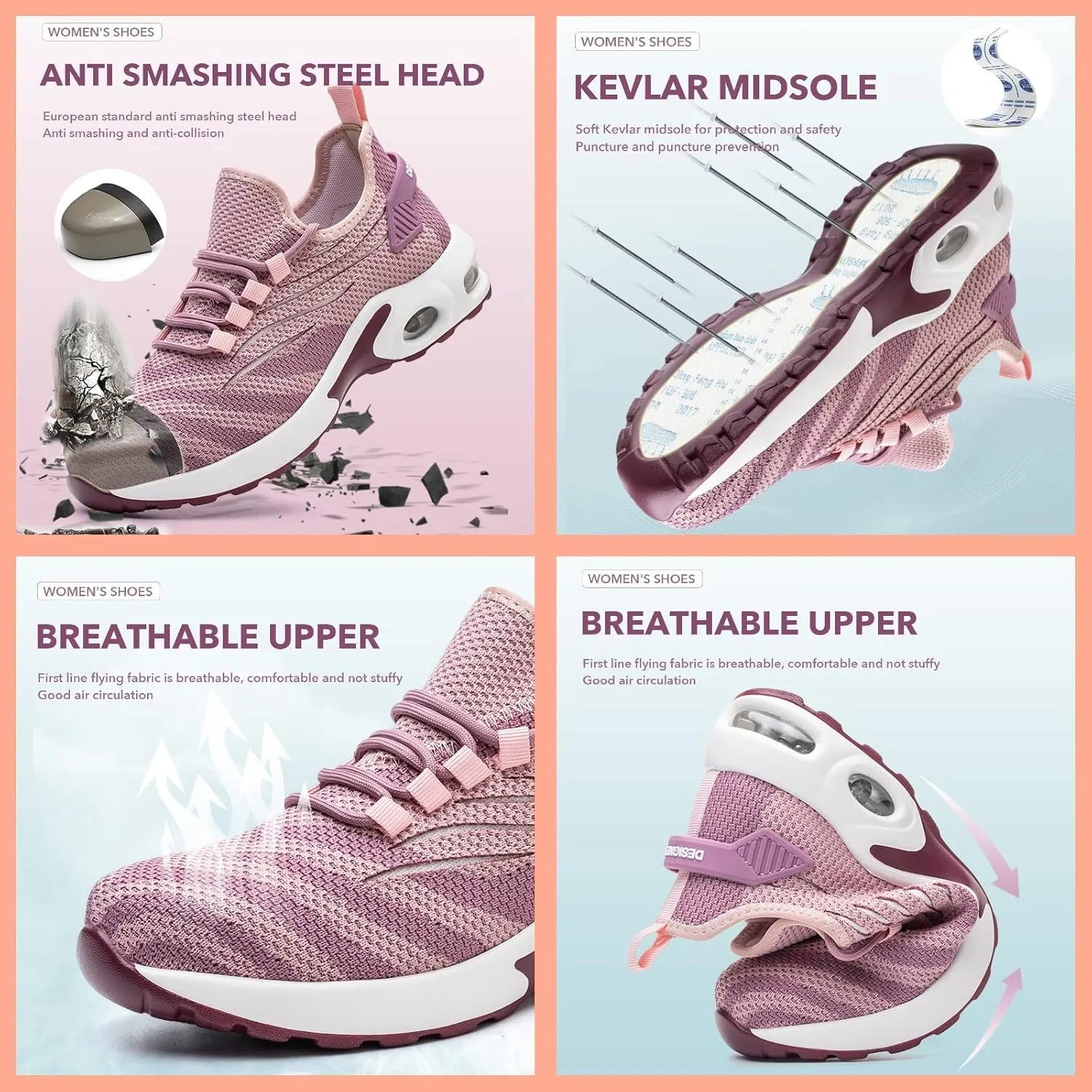 Steel Toe Work Boots for Women Waterproof Lightweight Slip-on Safety Shoes Industrial Construction Outdoor Sneakers