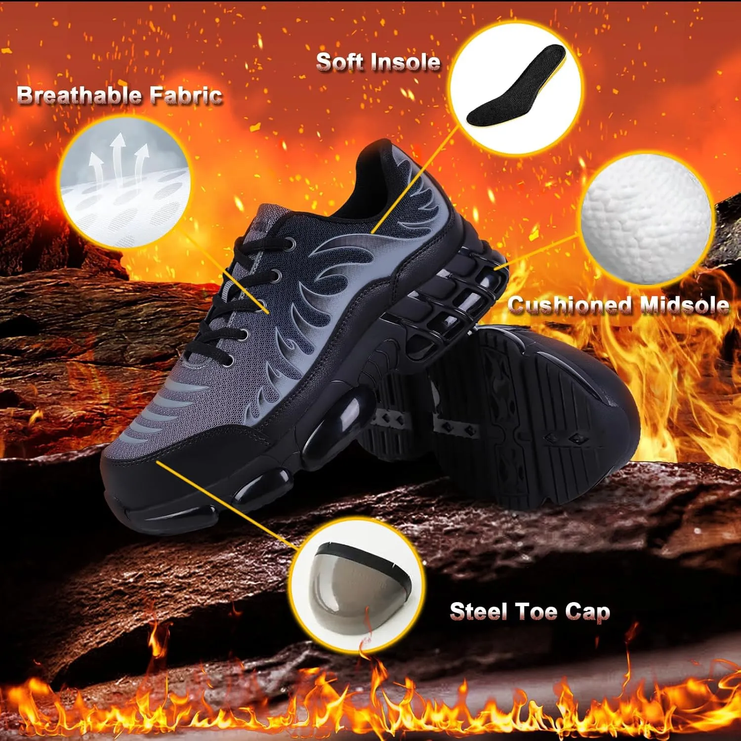 Steel Toe Work Shoes for Women - Insulated Steel Toe Work Boots Steel Toe Sneakers Lightweight Work & Safety Footwear Non Slip Shoes Slip Resistant Boot Safety Work Shoes for Women