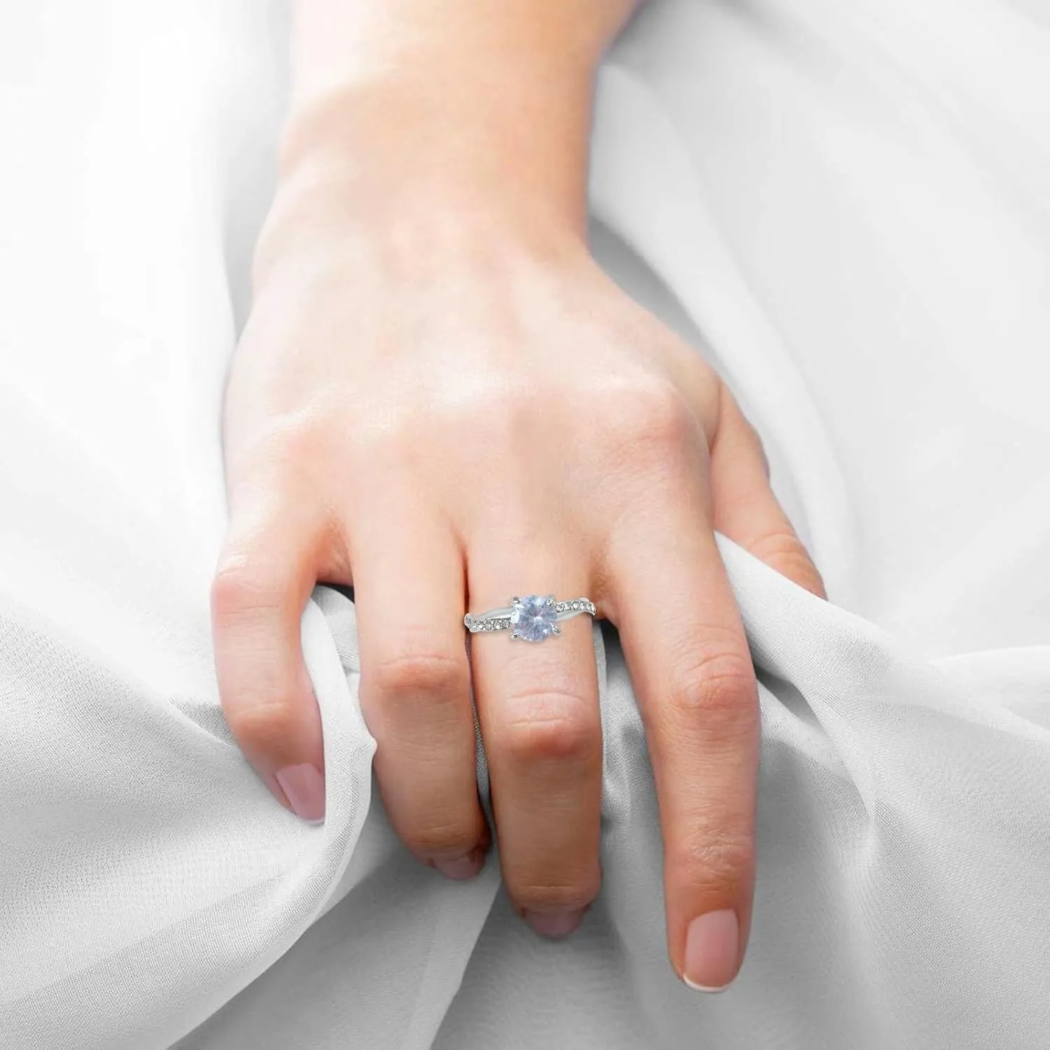 Sterling Silver Diamond Engagement Ring for Her,Twisted Rope Infinity Cubic Zirconia Wedding Band Promise Stackable Rings