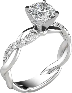 Sterling Silver Diamond Engagement Ring for Her,Twisted Rope Infinity Cubic Zirconia Wedding Band Promise Stackable Rings