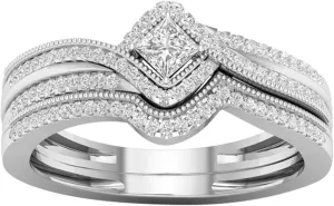Sterling Silver Rings for Her, CZ Cubic Zirconia Ring Engagement Ring for Women Wedding Proposal Band Set Bridal Rings Gift
