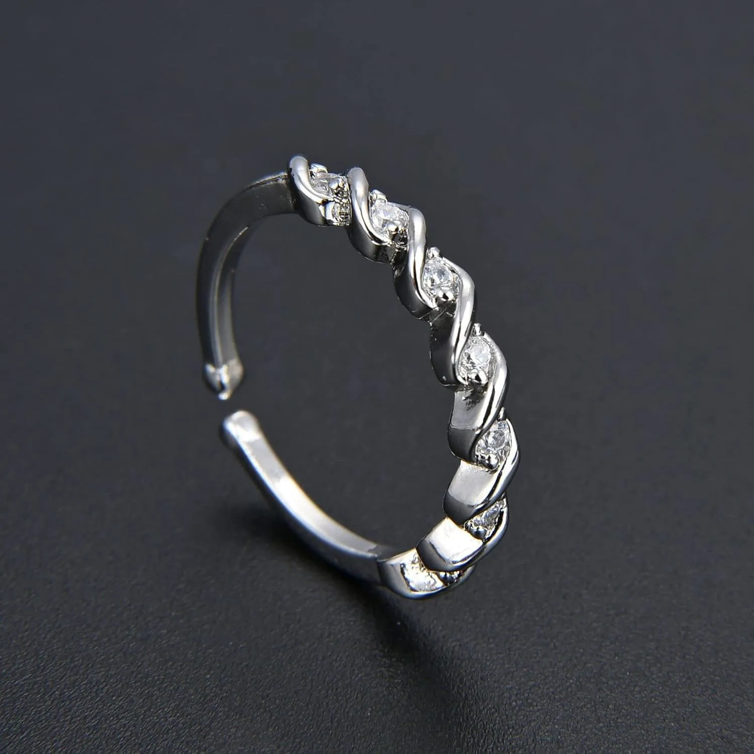 Sterling Silver Rings for Women,Open Band Stackable Ring for Her Neutral Design Statement Eternity Rings Valentine's Day Gift