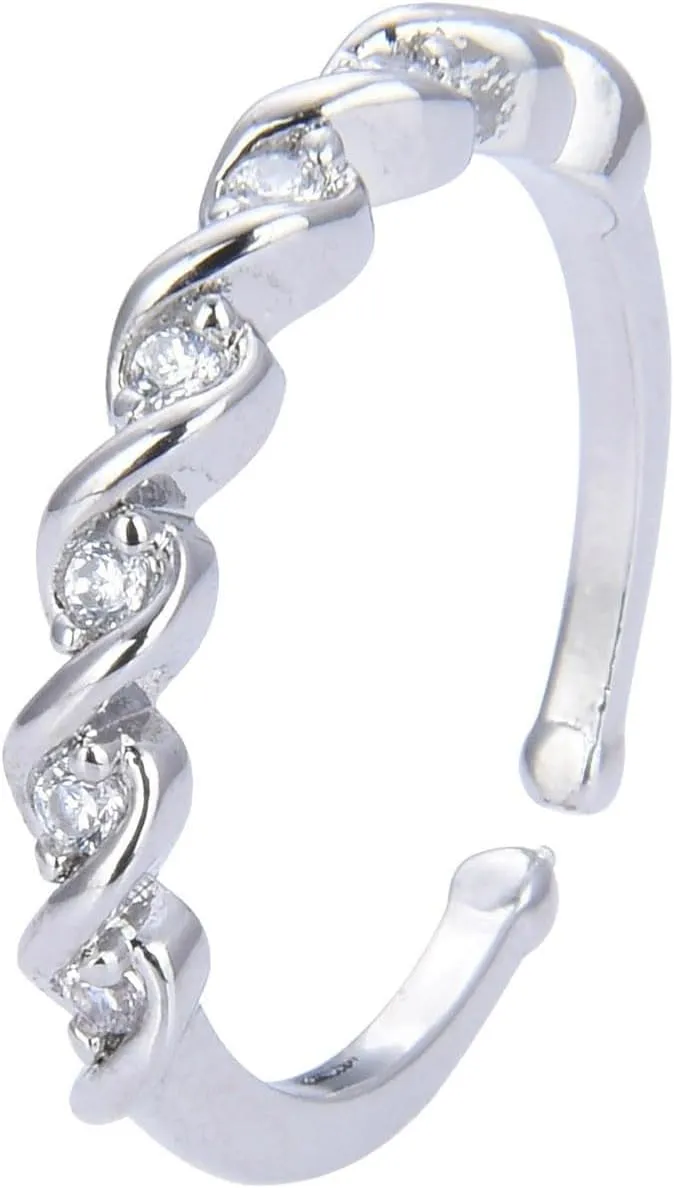 Sterling Silver Rings for Women,Open Band Stackable Ring for Her Neutral Design Statement Eternity Rings Valentine's Day Gift