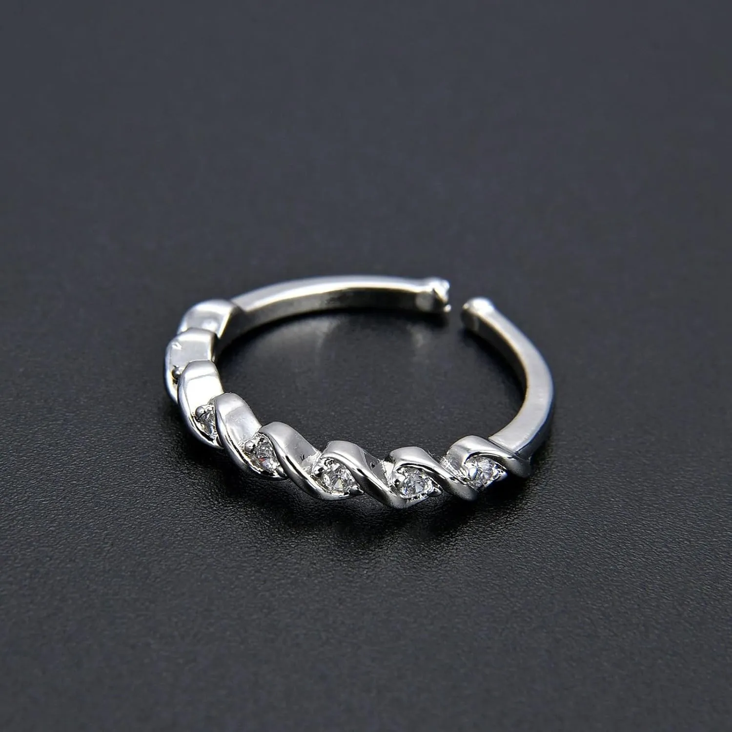 Sterling Silver Rings for Women,Open Band Stackable Ring for Her Neutral Design Statement Eternity Rings Valentine's Day Gift