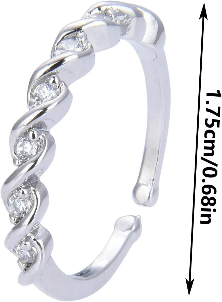 Sterling Silver Rings for Women,Open Band Stackable Ring for Her Neutral Design Statement Eternity Rings Valentine's Day Gift