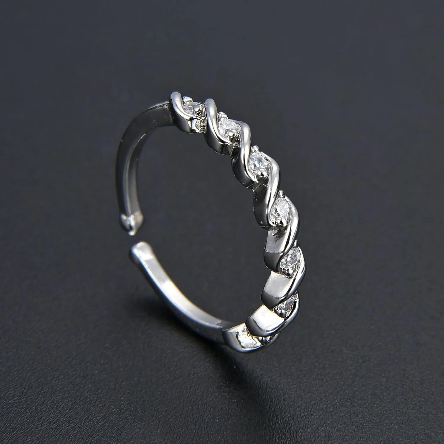 Sterling Silver Rings for Women,Open Band Stackable Ring for Her Neutral Design Statement Eternity Rings Valentine's Day Gift
