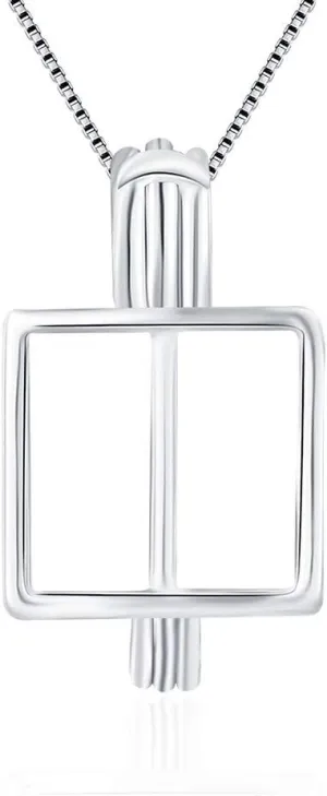 Sterling Silver Square Cube Cage Pendants Crafting Charm for DIY Jewelry Making